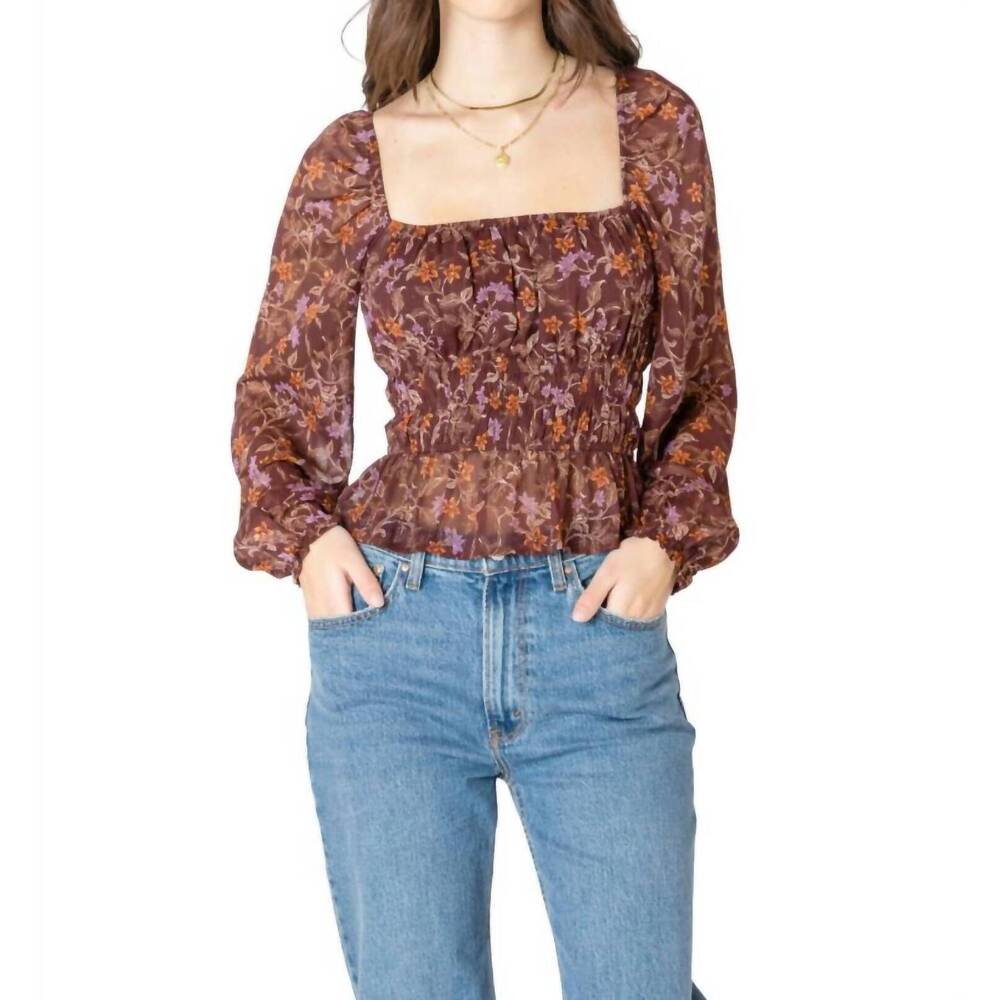 NEW DEX square neck blouse in flowers - Picture 3 of 5